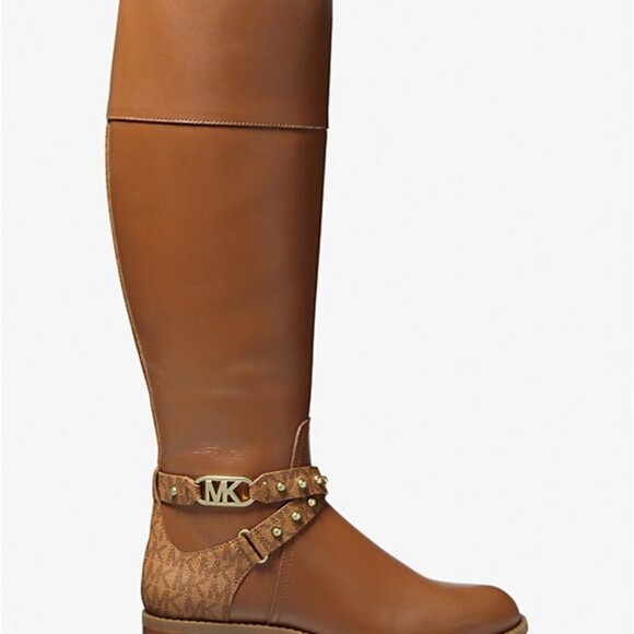 Michael Kors Kincaid Embossed Riding Boot Brown 6 - Picture 1 of 8